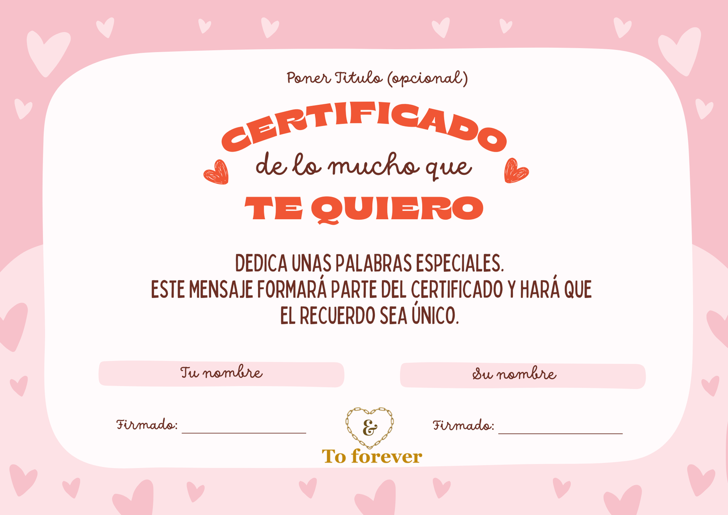 Certificado de Unión Personalizado