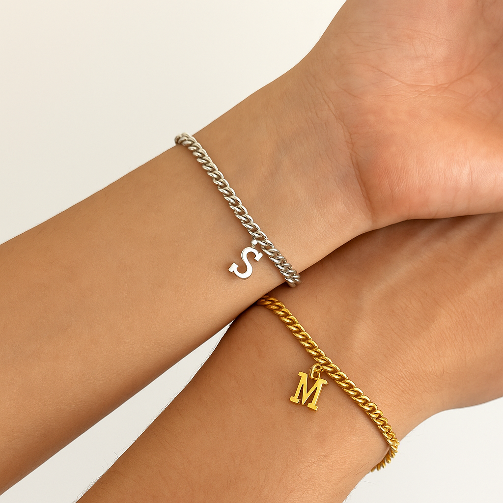 Kit de pulseras permanentes con iniciales personalizadas